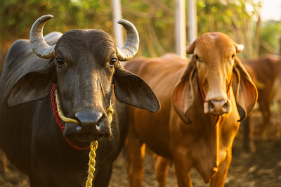 A closeup of a dark cow