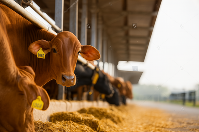 A close-up of a cow's face